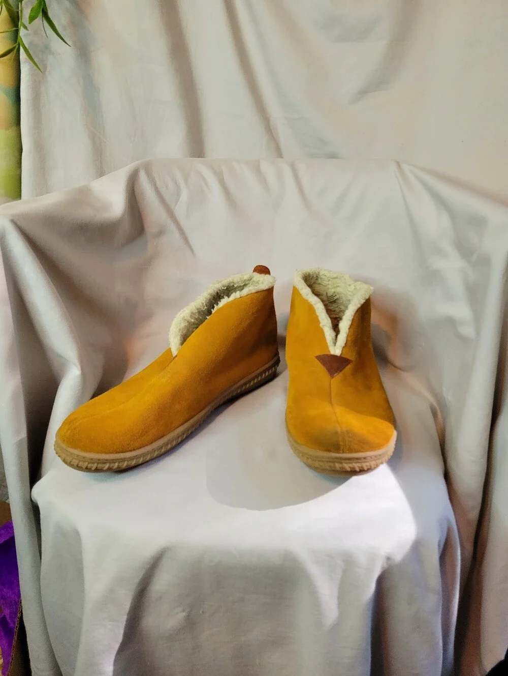Tan Men's Comfy Slip-On Ankle Boots with Shearling Lining